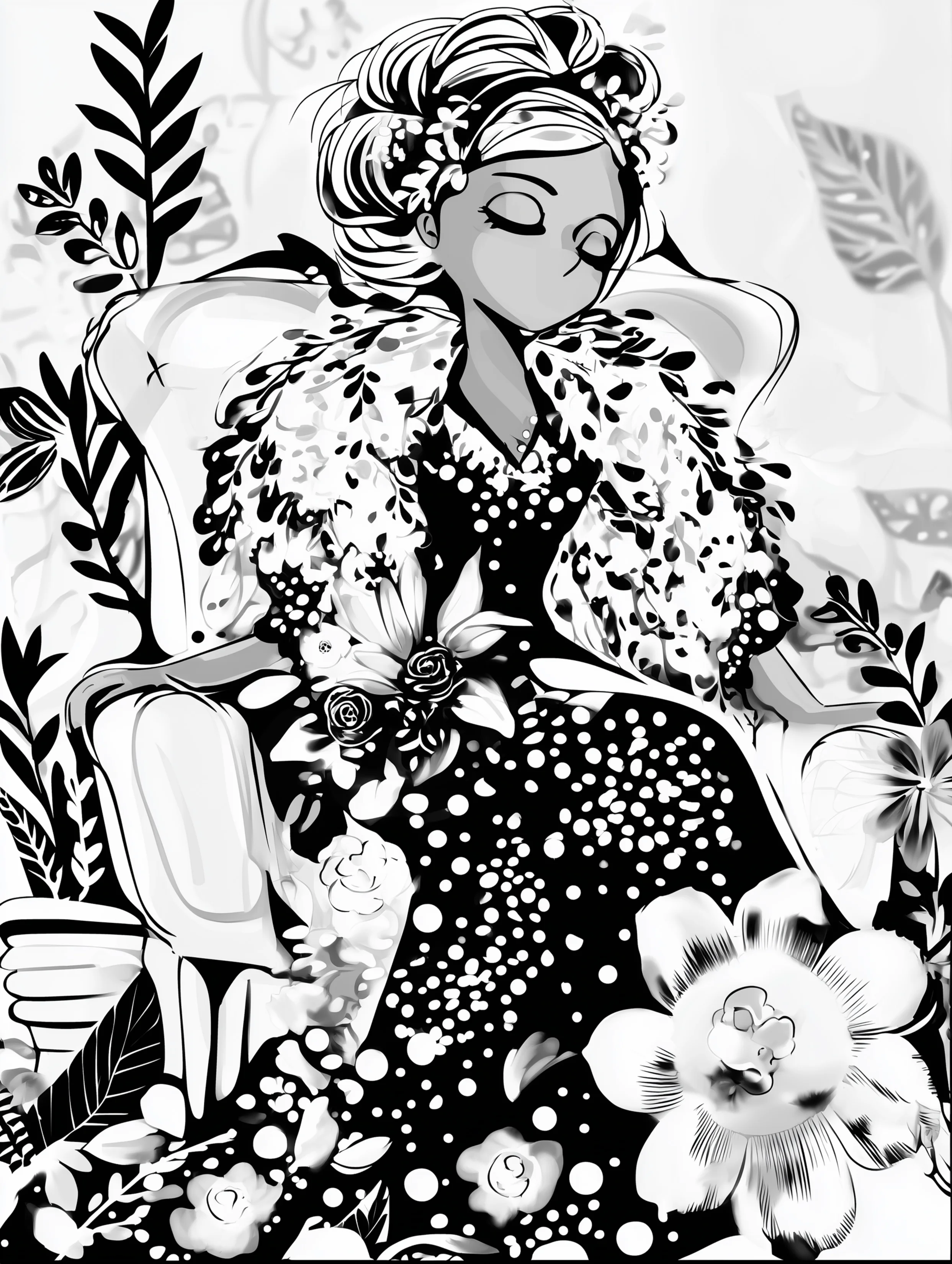 Free printable coloring page for your mom featuring a relaxing mom